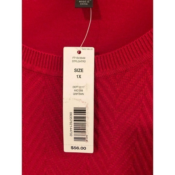 Women’s Investments NWT Red Lightweight Sweater Size 1X - Picture 4 of 5